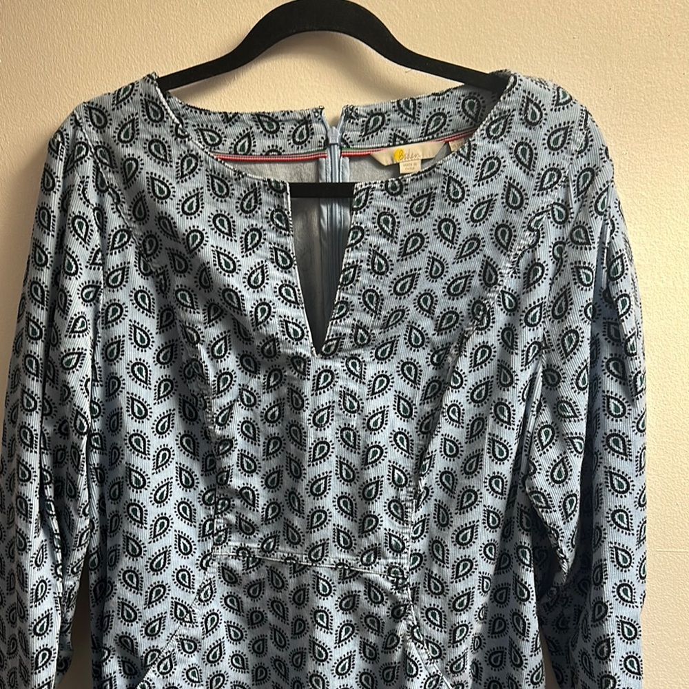 Boden Blue Dress withGreen Paisley